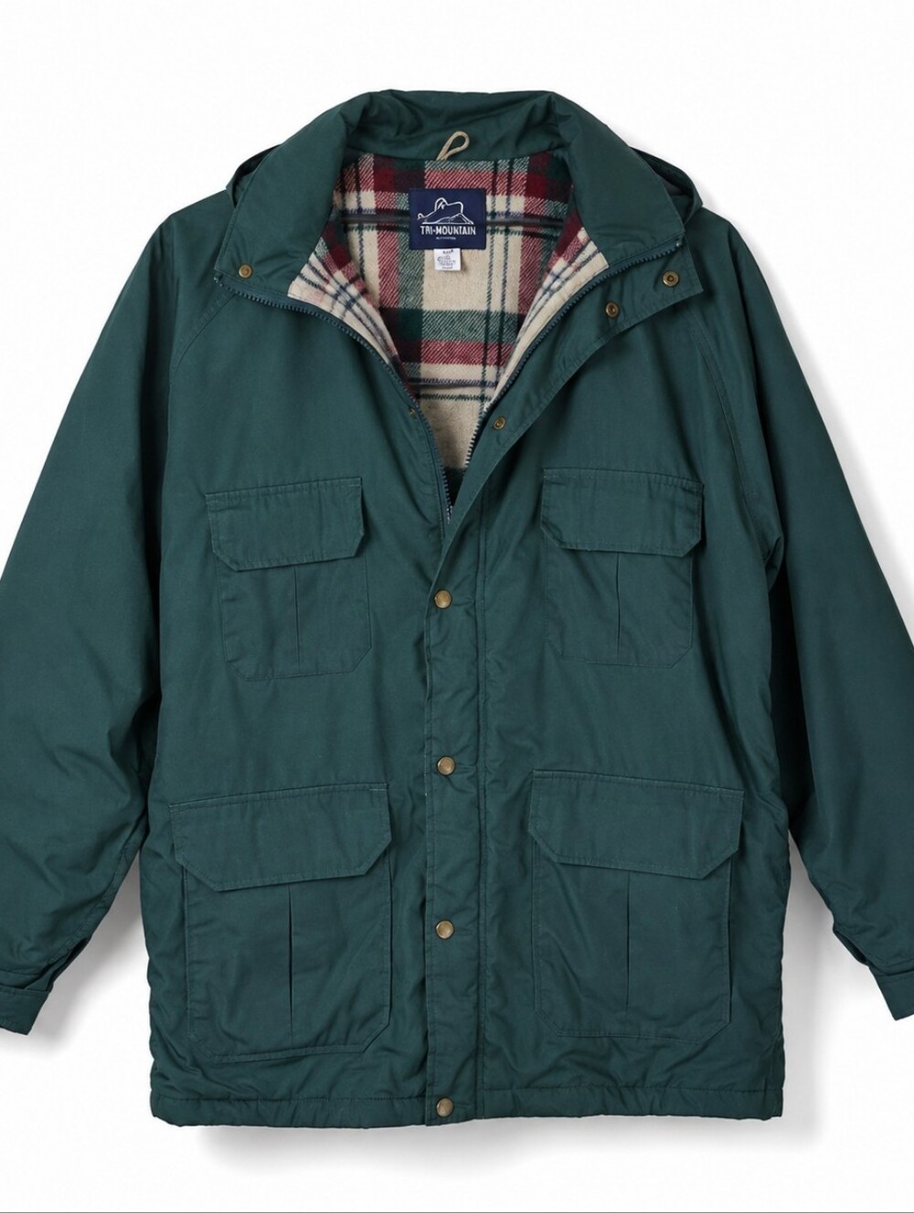 Vintage Woolrich Wool Lined Field Jacket L Green Plaid Lining Work Barn Coat